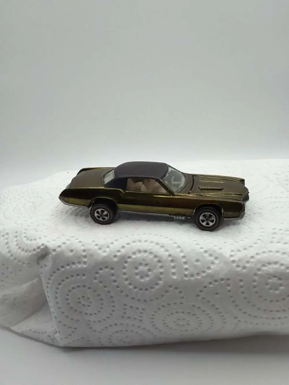 Vintage 1968 Hot Wheels Redline Custom Eldorado Olive Green Diecast Toy Car